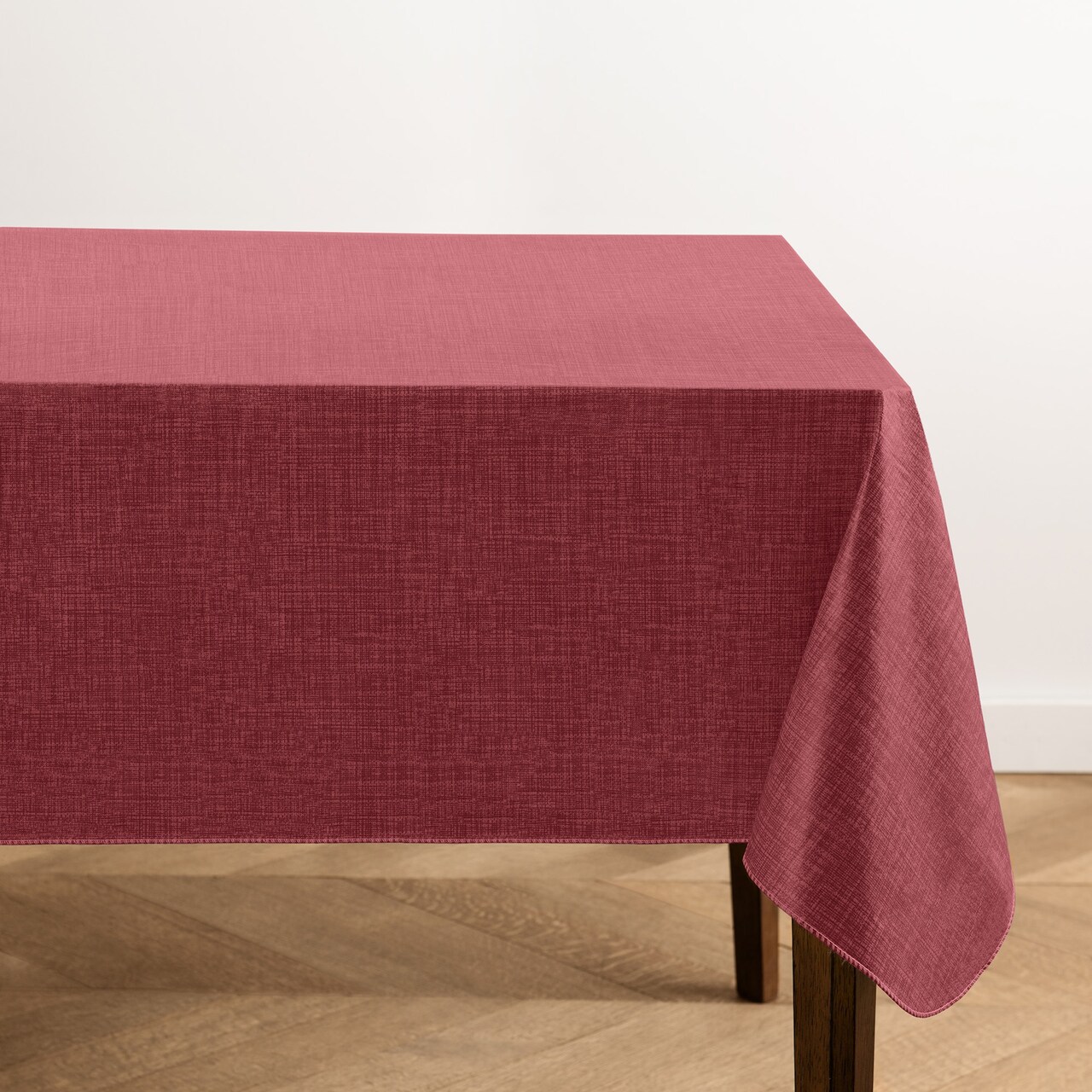 Threadmade Home Monterey Linen Texture Vinyl Indoor/Outdoor Tablecloth, Brick - 52"W x 52"L Square